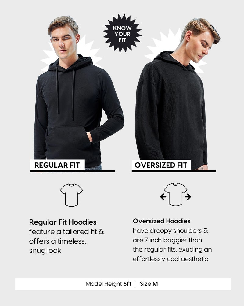 bewakoof Men's Black Oversized Hoodies - Image 3